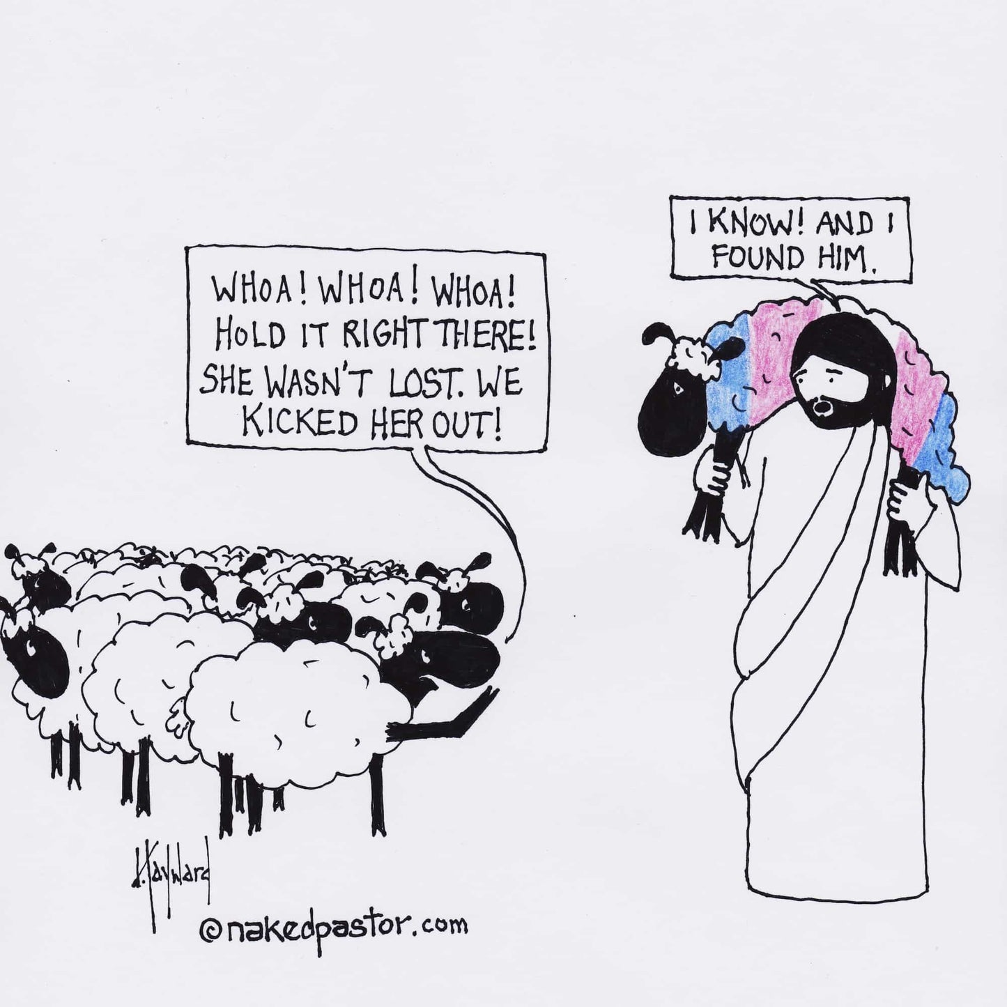 Lost Transgender Lamb - Choose Your Pronouns Print - by nakedpastor