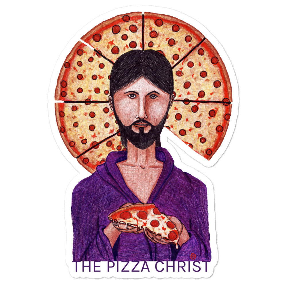Pizza Christ Sticker - by nakedpastor