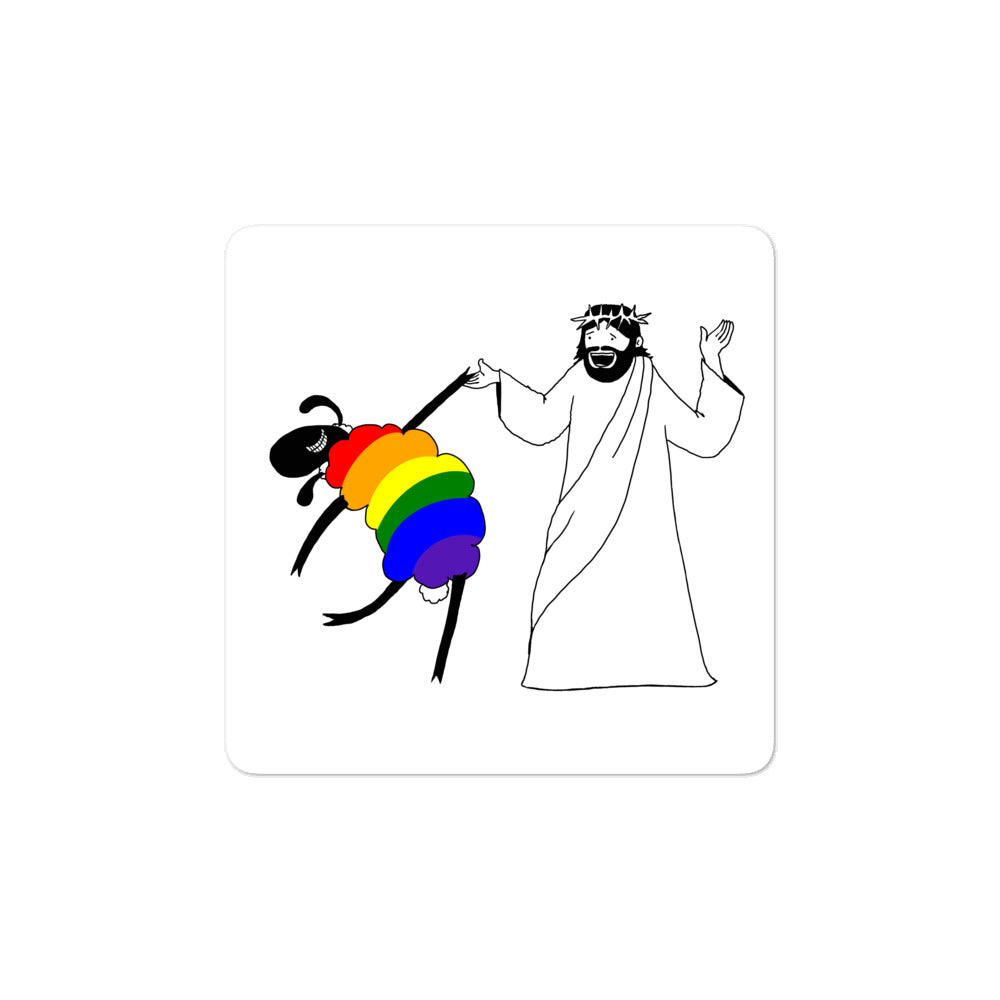 Jesus Dances with the LGBTQ Sheep Sticker - by nakedpastor