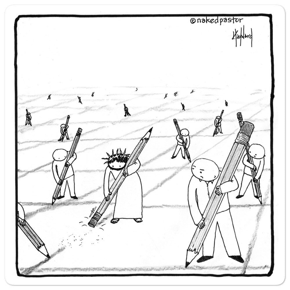 Jesus Eraser Sticker - by nakedpastor