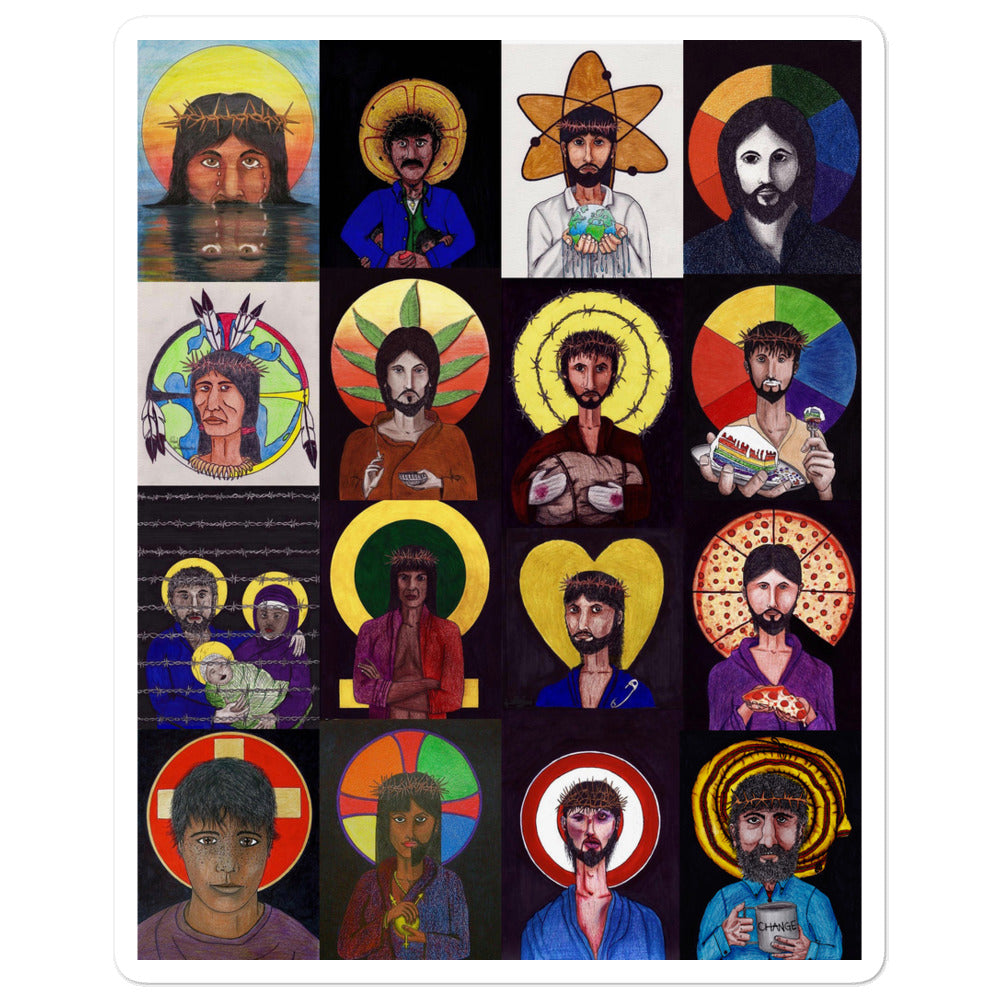 Christ Collage Sticker - by nakedpastor