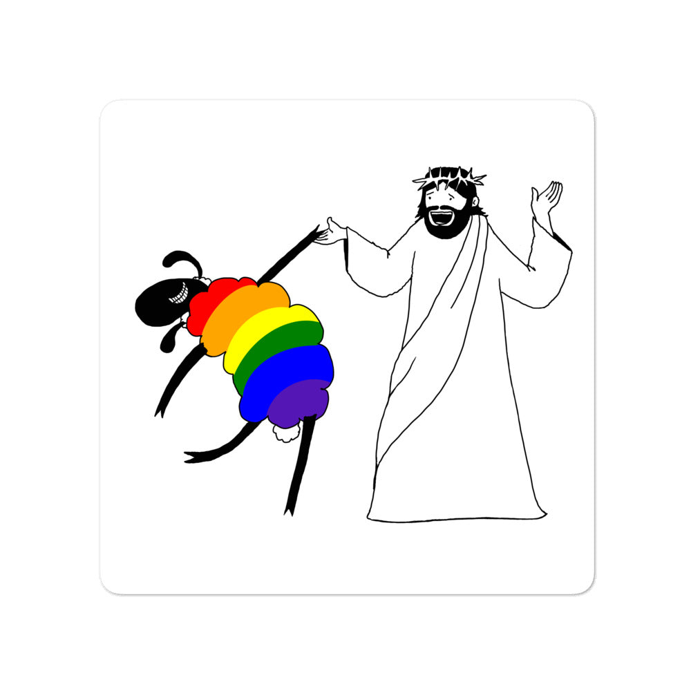 Jesus Dances with the LGBTQ Sheep Sticker - by nakedpastor