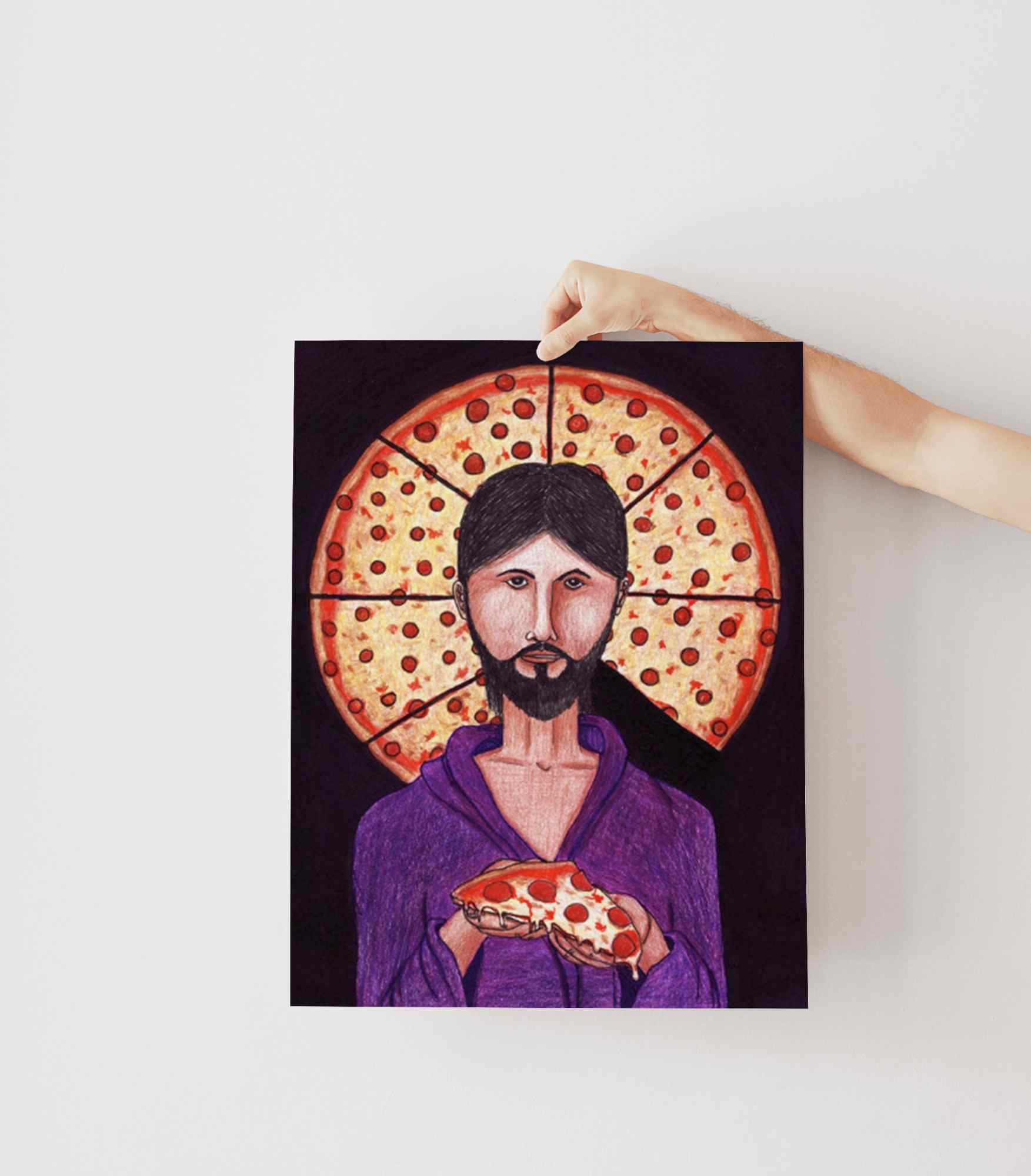 The Pizza Christ Image of Christ Print-Queer Christian Art Prints-nakedpastor