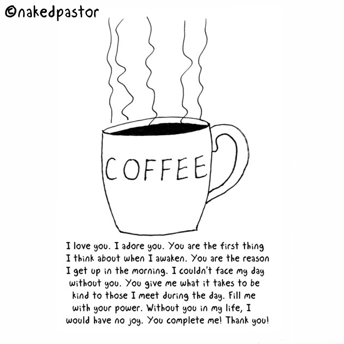 Prayer to Coffee Digital Cartoon - by nakedpastor
