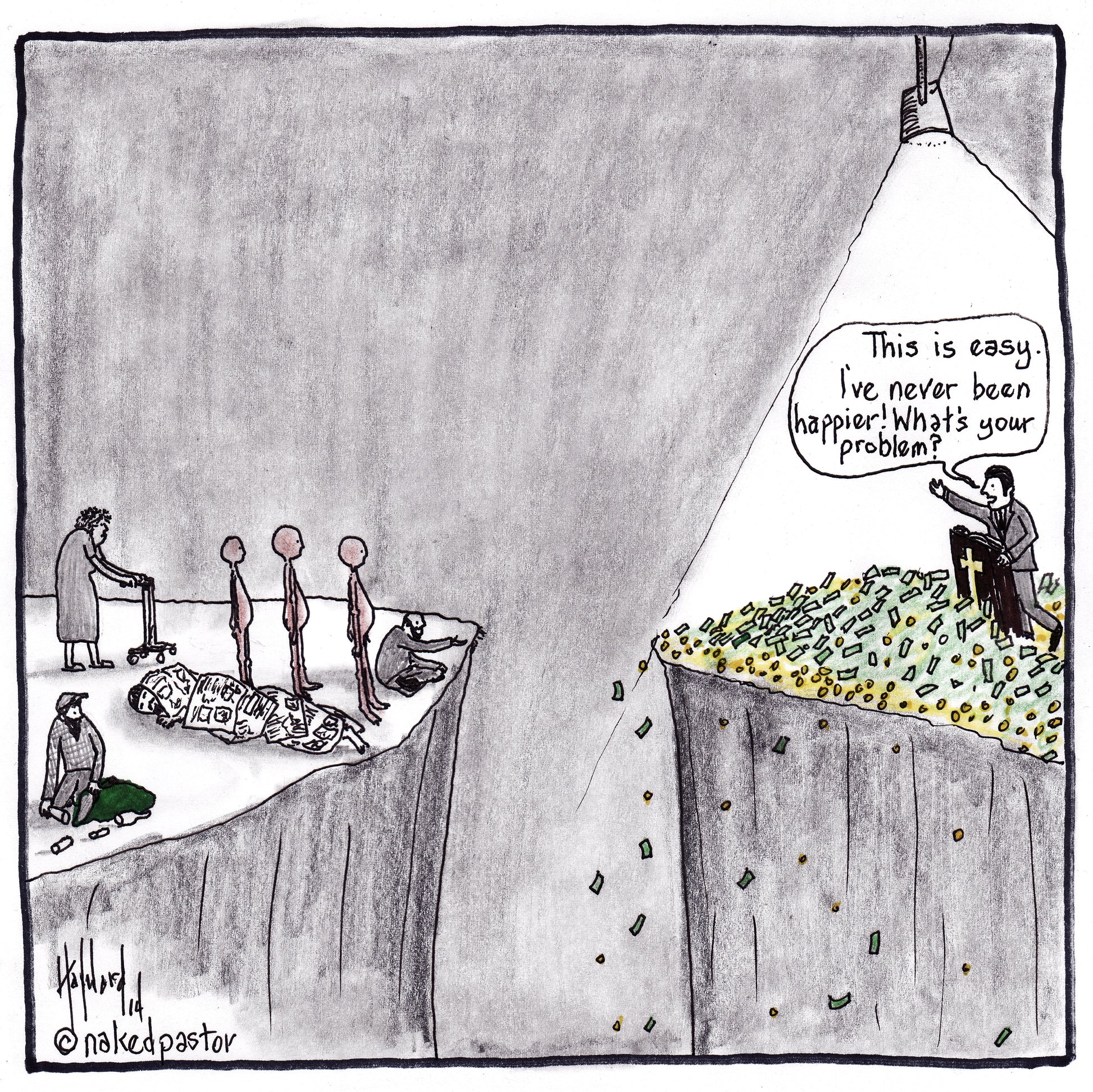 Prosperity Preacher Digital Cartoon - by nakedpastor