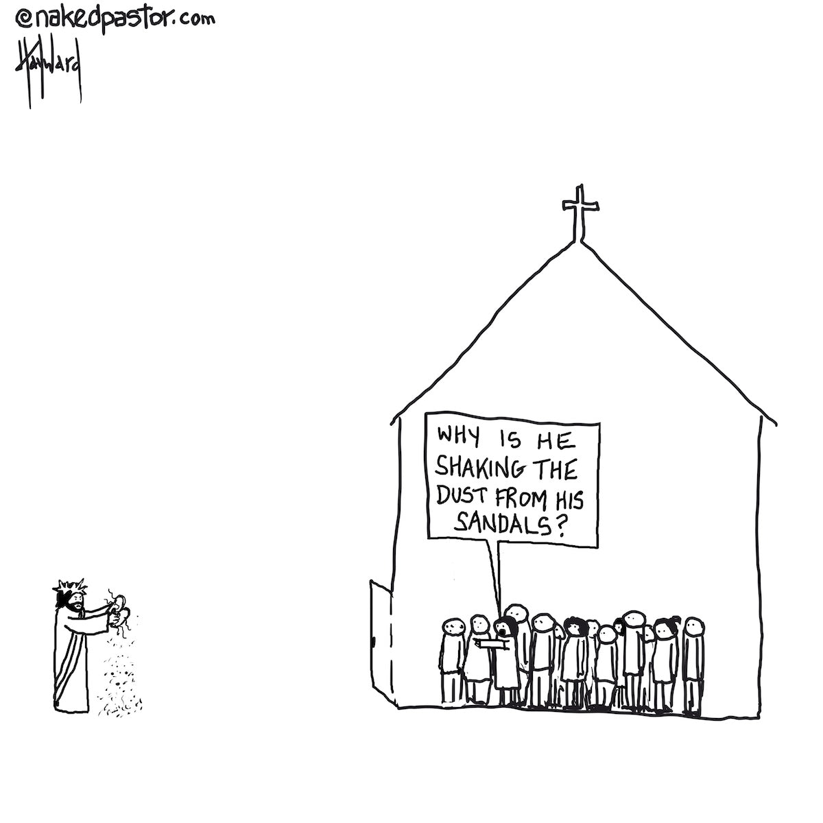 Shaking the Dust from his Sandals Digital Cartoon - by nakedpastor