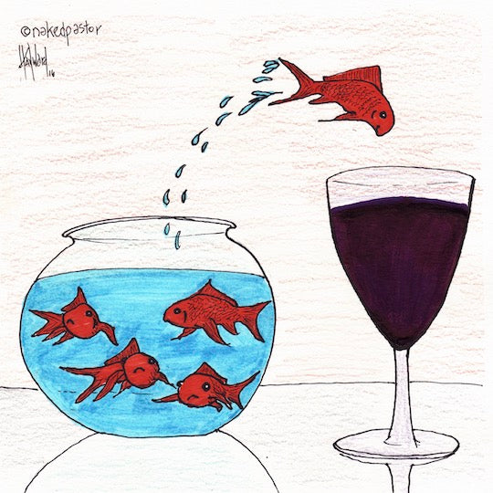 From Water to Wine Original Cartoon Drawing - by nakedpastor