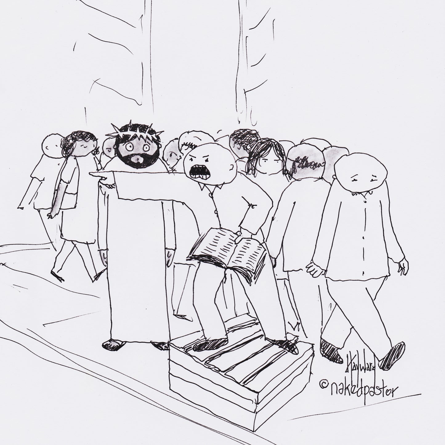 Street Preacher Digital Cartoon - by nakedpastor