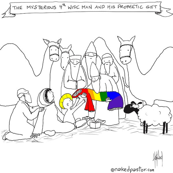 The Mysterious Fourth Wise Man and His Prophetic Gift Digital Cartoon - by nakedpastor