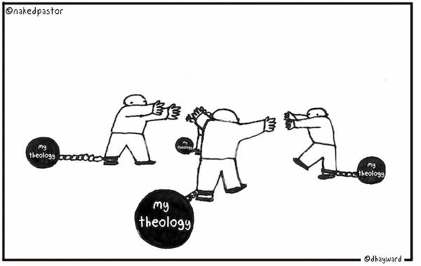 Theology Balls and Chains Digital Cartoon - by nakedpastor