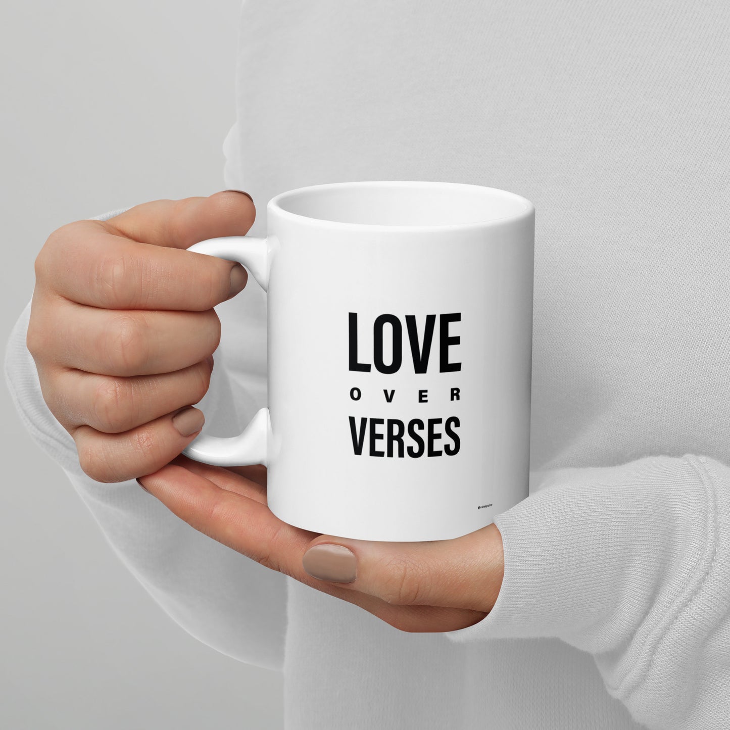 Love Over Verses White Glossy Mug