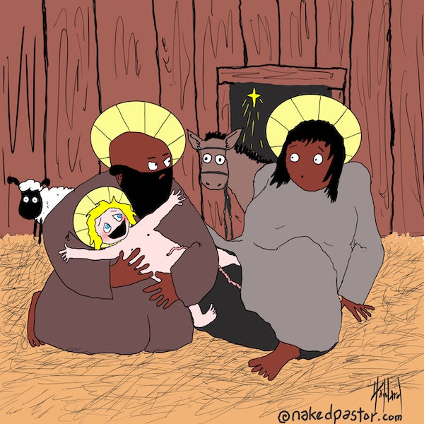 White Baby Jesus Digital Cartoon - by nakedpastor