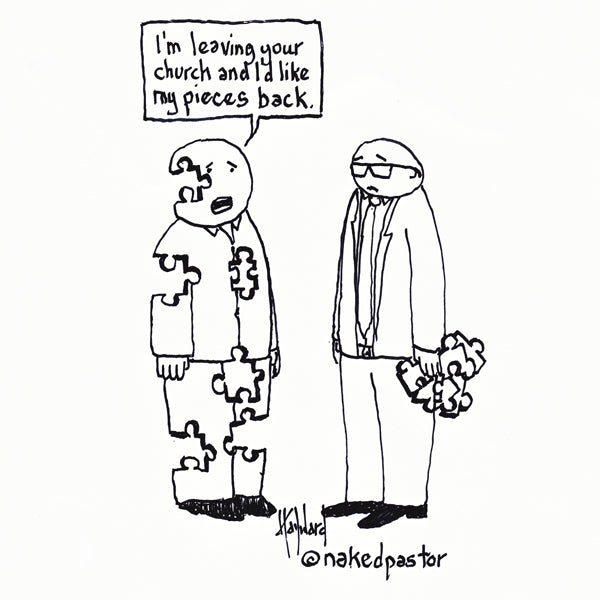 "Pieces Back" cartoon by nakepastor David Hayward