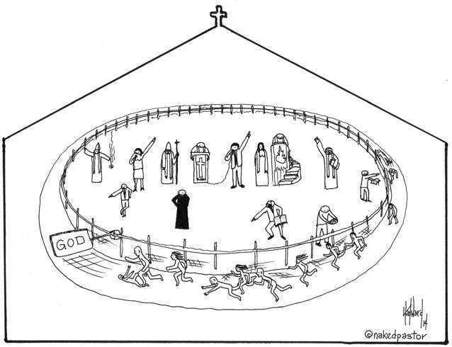church race cartoon by nakedpastor david hayward