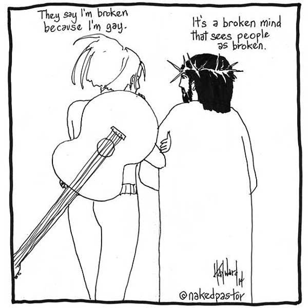 "Vicky Beeching and Gay is Not Broken" cartoon by nakedpastor David Hayward