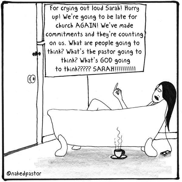 Late for Church cartoon by nakedpastor David Hayward