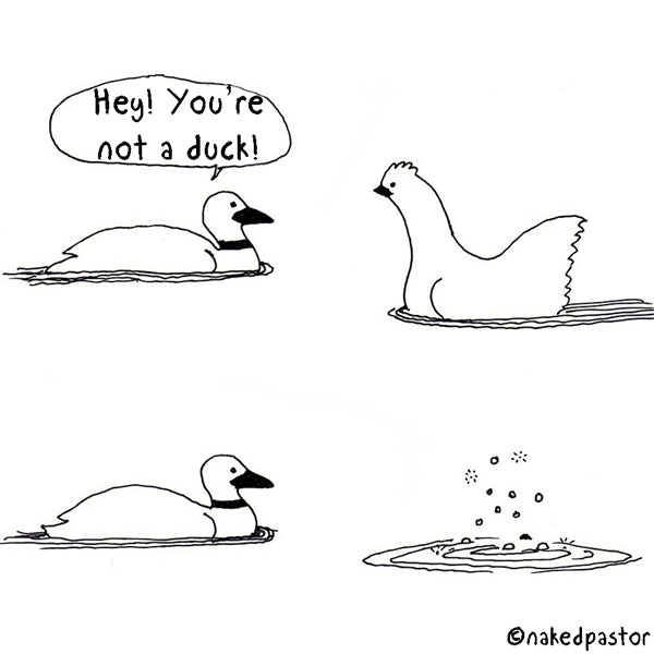 "Not a Duck!" cartoon by nakedpastor David Hayward