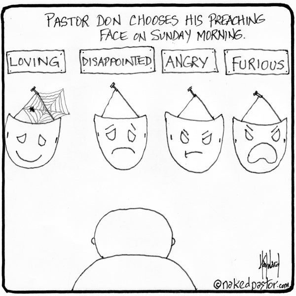 "Preacher Face" cartoon by nakedpastor David Hayward