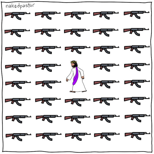 Against the Flow of Weapons Digital Cartoon-Digital Cartoons-nakedpastor