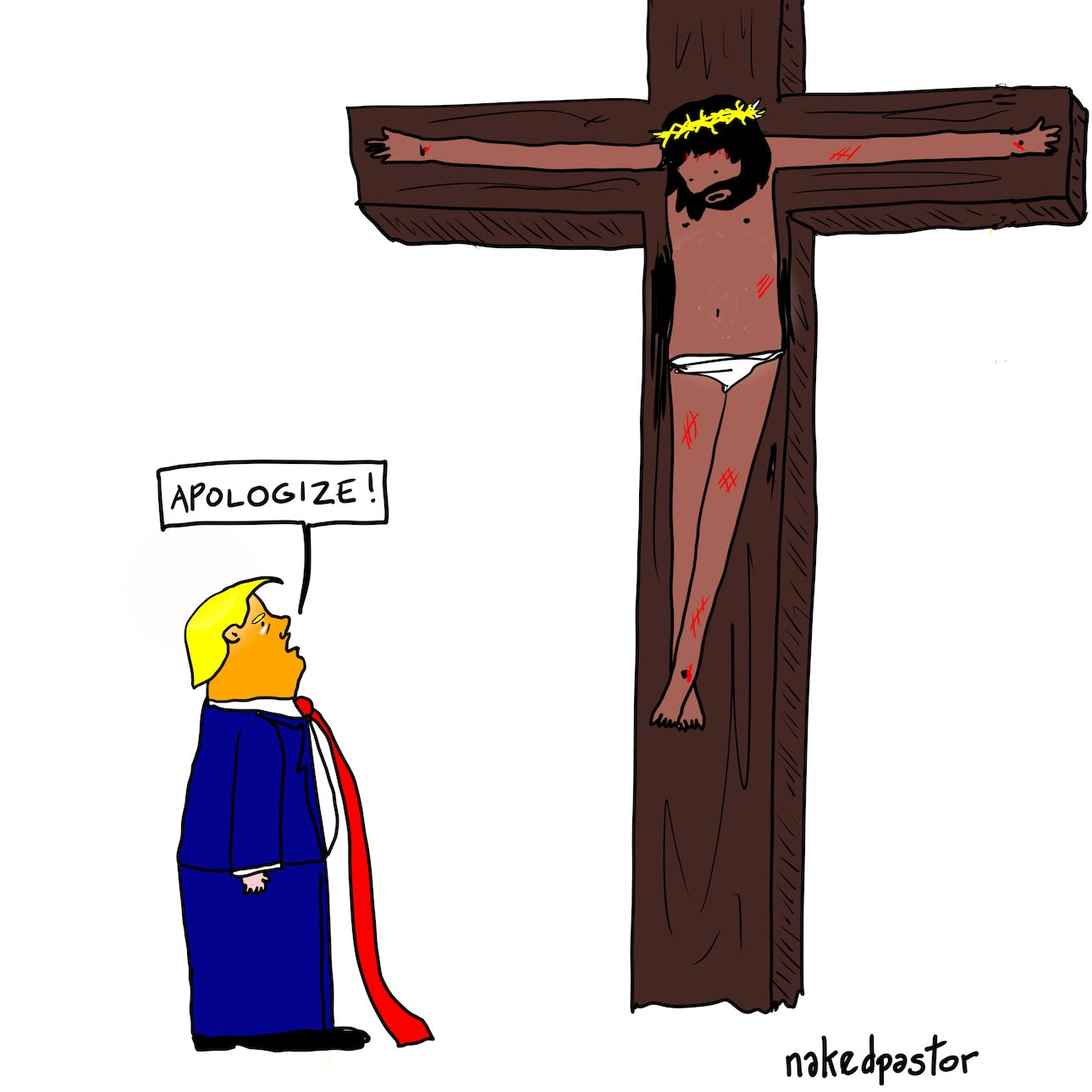 Apologize Digital Cartoon-Digital Cartoons-nakedpastor