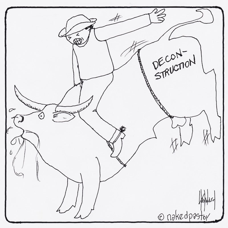 Deconstruction and Bull Riding Digital Cartoon