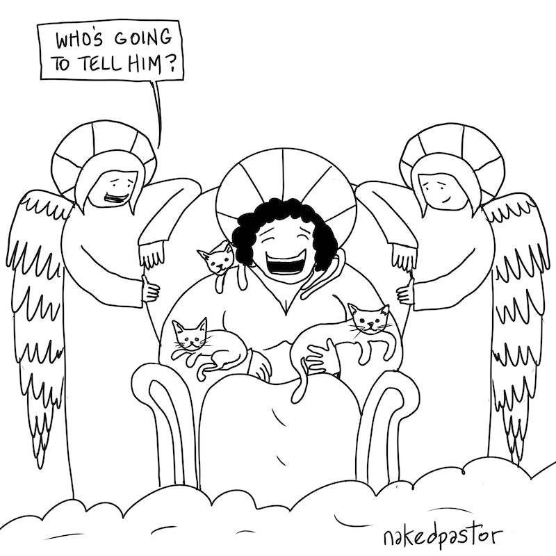 God as Cat Lady Digital Cartoon-Cartoons-nakedpastor