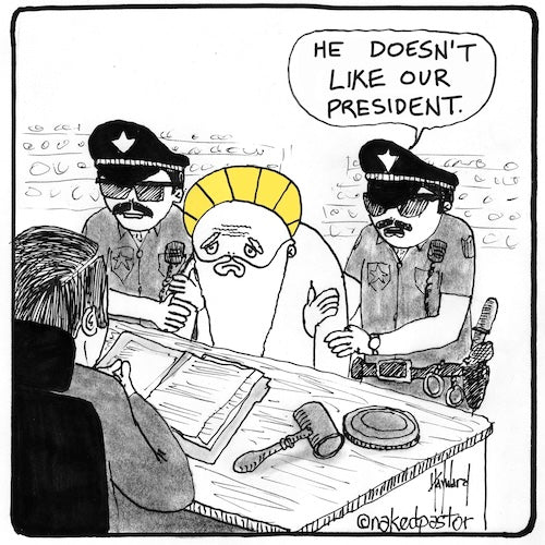 He Doesn't Like Our President Digital Cartoon-Digital Cartoons-nakedpastor