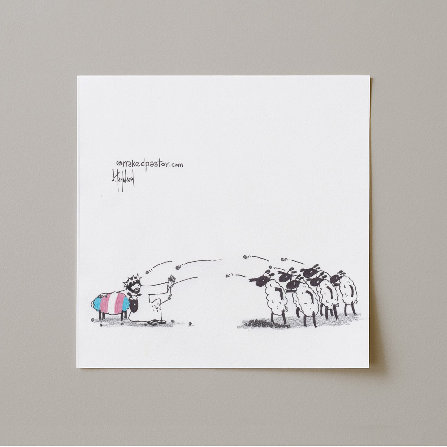 Don't Stone Others Trans Version Cartoon Print-Cartoons-nakedpastor