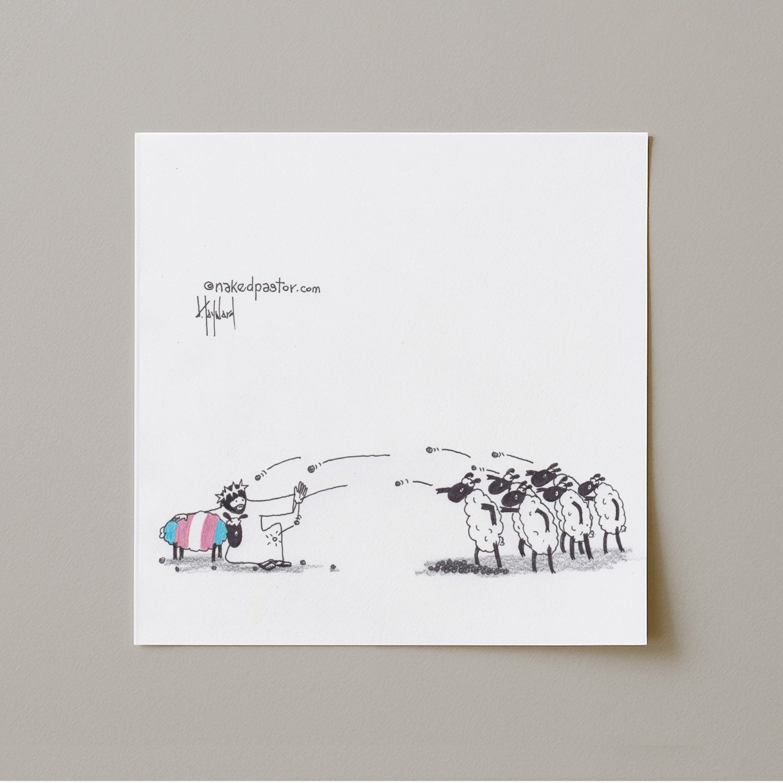 Don't Stone Others Trans Version Cartoon Print-Cartoons-nakedpastor