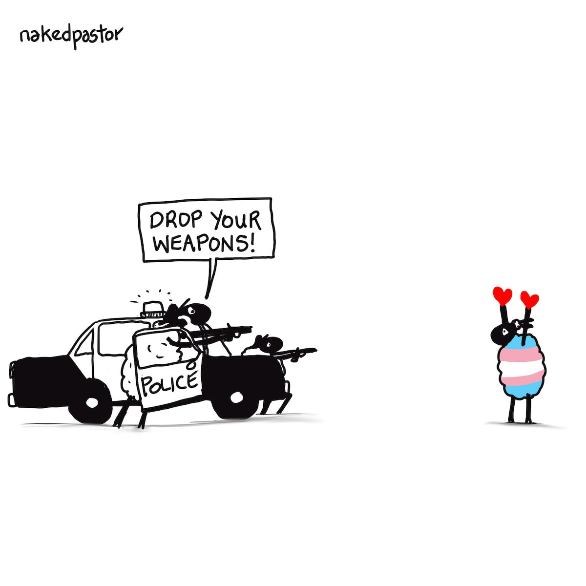 Drop Your Weapons Digital Cartoon-Digital Cartoons-nakedpastor