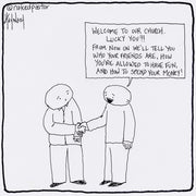 Friends Fun Finances Digital Cartoon - by nakedpastor