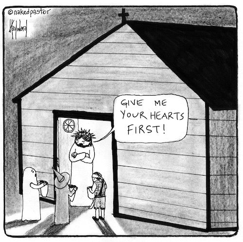 Halloween Give Me Your Hearts First Digital Cartoon - by nakedpastor