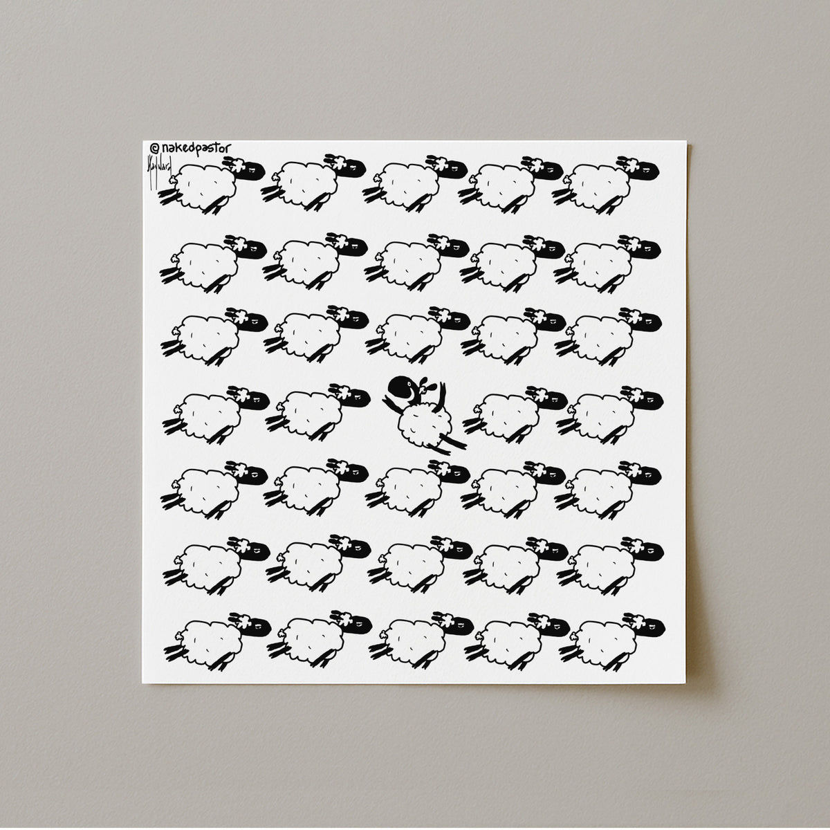 Go Against the Flock Cartoon Print-Cartoons-nakedpastor