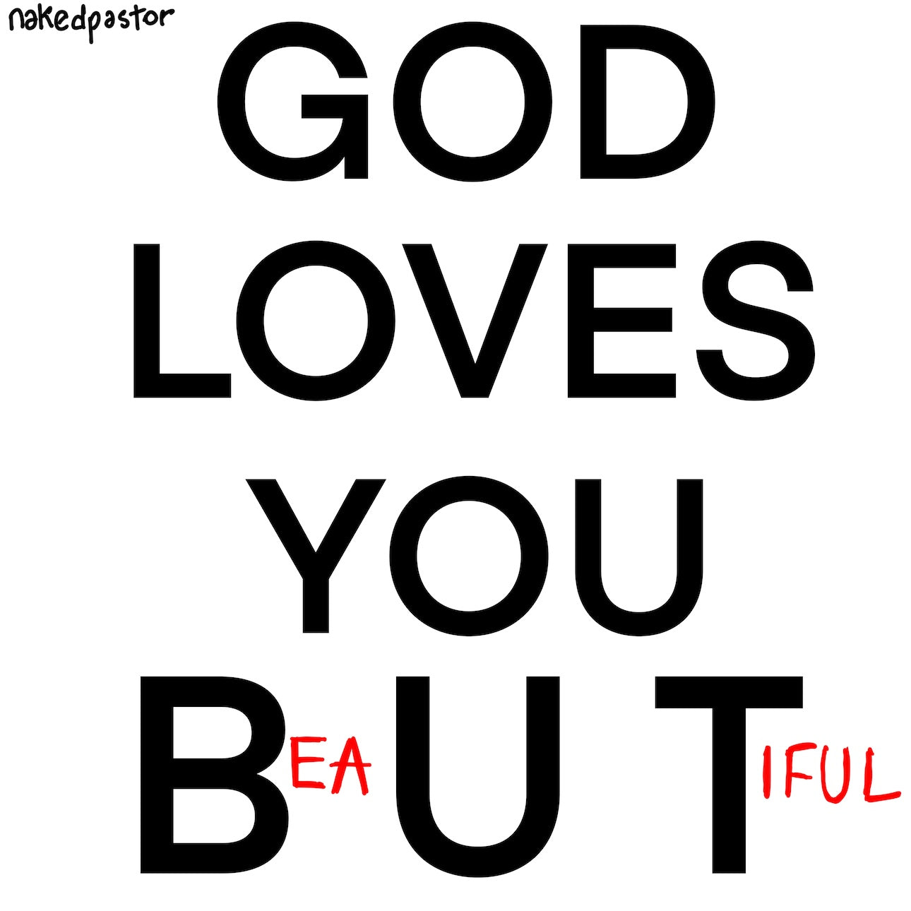 God Loves You Beautiful Digital Cartoon-Cartoons-nakedpastor