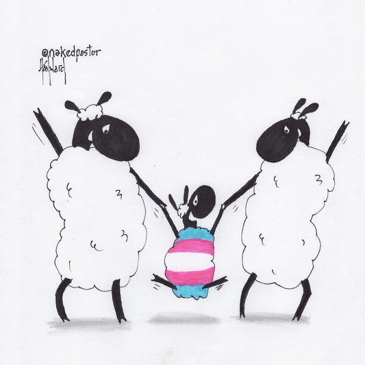 Happy Trans Parents and Kid Cartoon Print