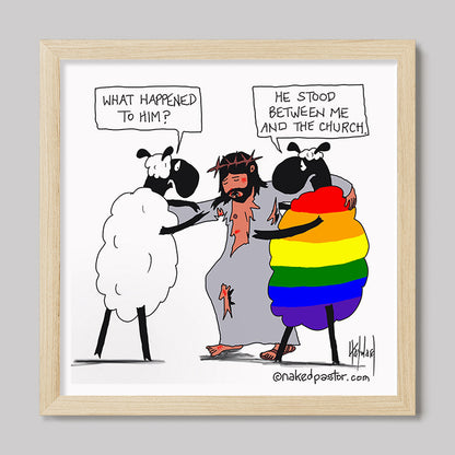 He Stood Between Me and the Church Cartoon Print-Cartoons-nakedpastor