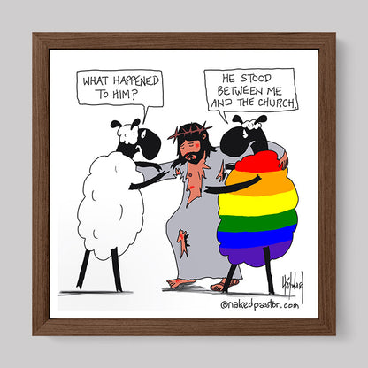 He Stood Between Me and the Church Cartoon Print-Cartoons-nakedpastor