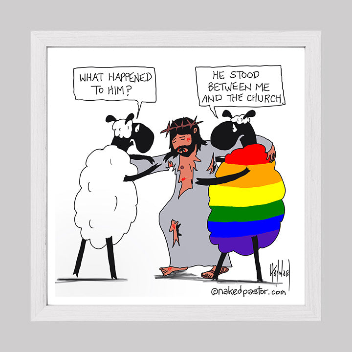 He Stood Between Me and the Church Cartoon Print-Cartoons-nakedpastor