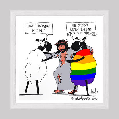 He Stood Between Me and the Church Cartoon Print-Cartoons-nakedpastor