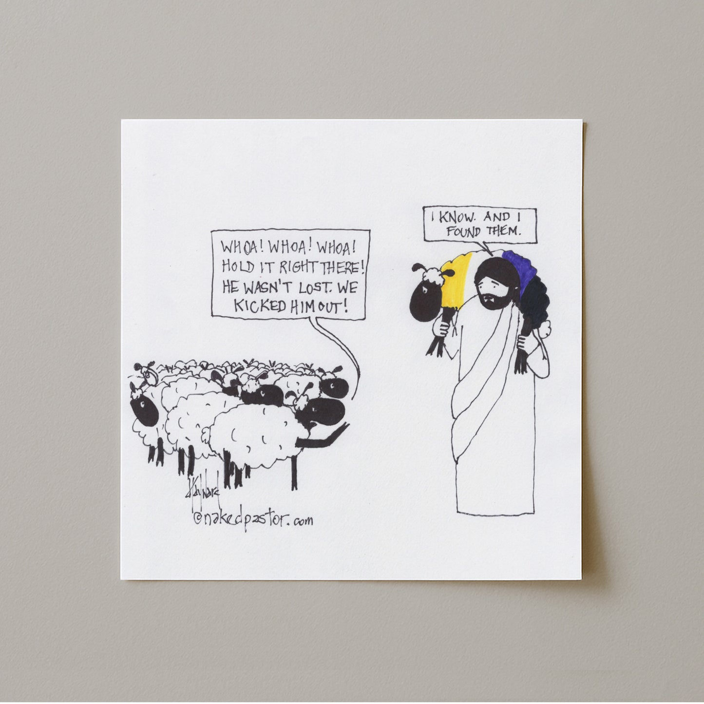 Enby Christian Not-Lost Lamb Print-Cartoons-nakedpastor