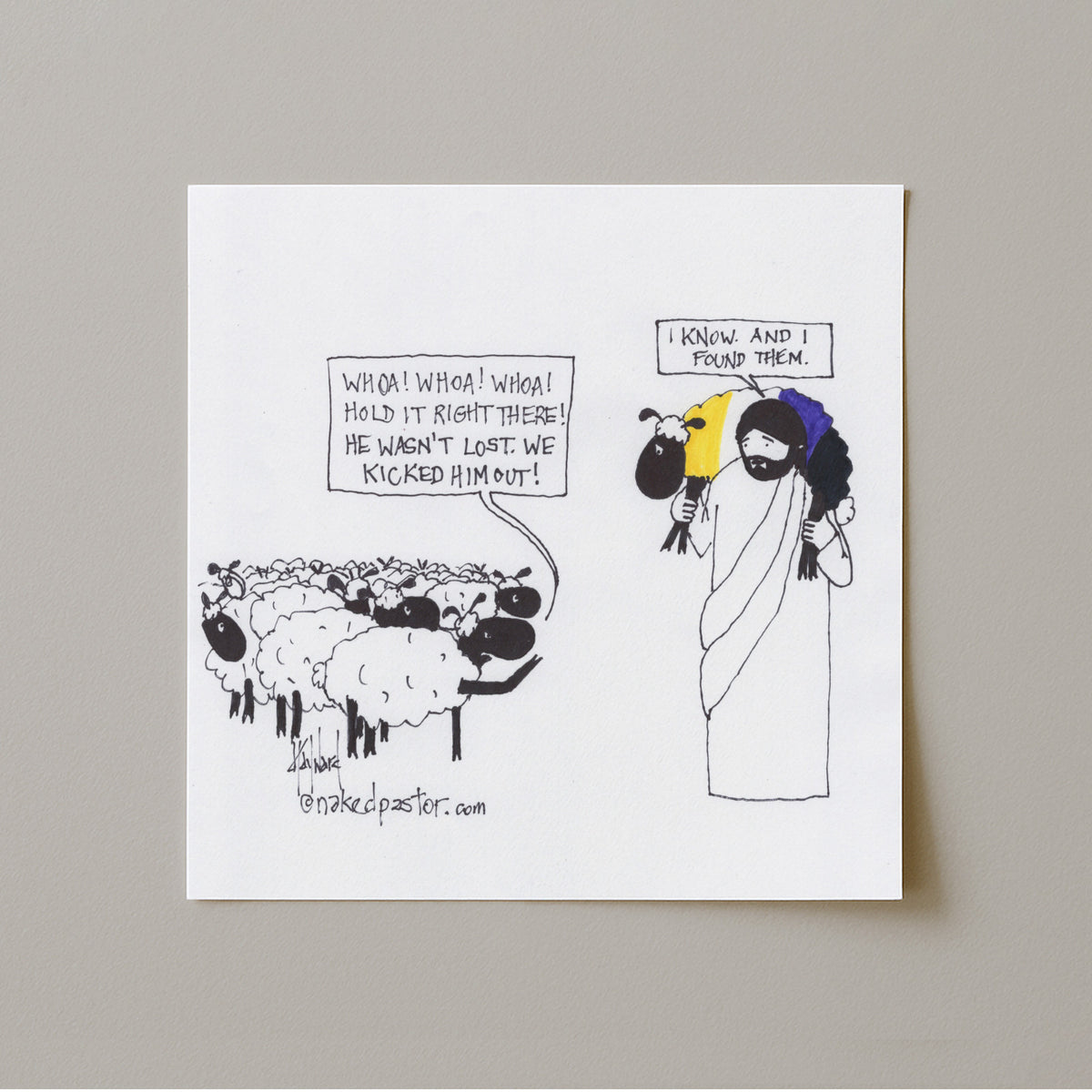 Enby Christian Not-Lost Lamb Print-Cartoons-nakedpastor
