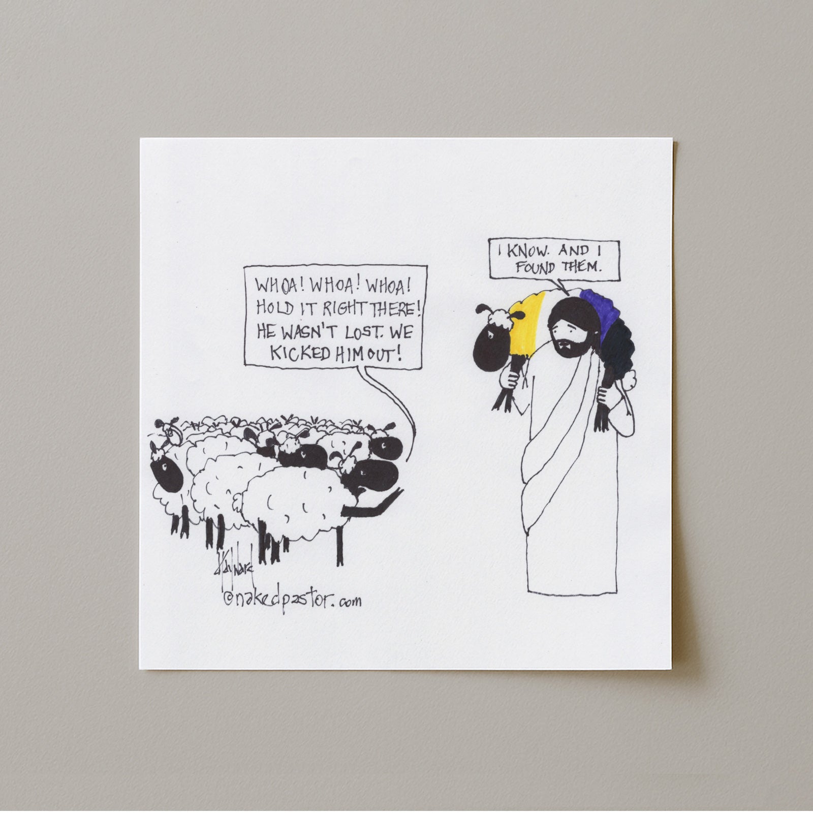 Enby Christian Not-Lost Lamb Print-Cartoons-nakedpastor