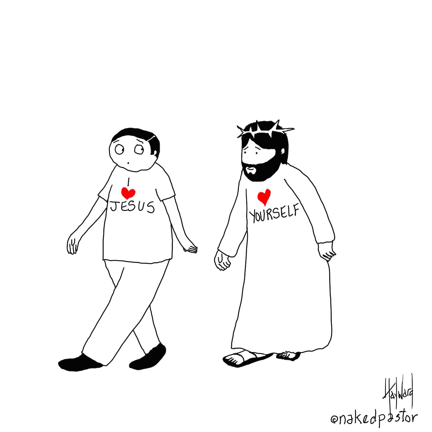 Heart Jesus Heart Yourself Digital Cartoon - by nakedpastor