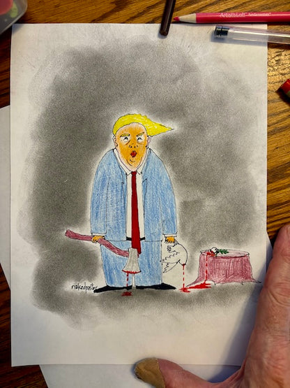 Peace Beheaded Original Cartoon Drawing-Cartoons-nakedpastor