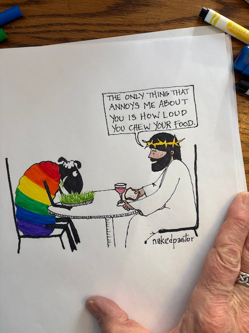 How Loud You Chew Your Food Original Cartoon Drawing-Cartoons-nakedpastor