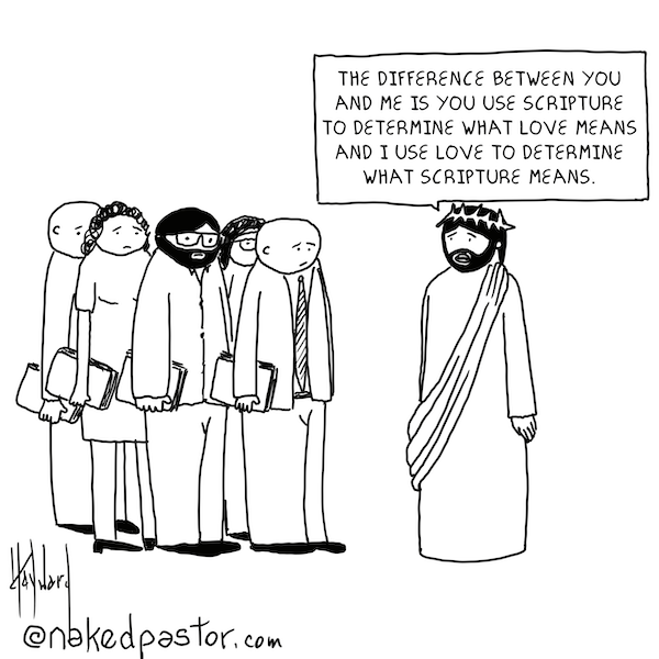 Scripture Versus Love Digital Cartoon-Digital Cartoons-nakedpastor