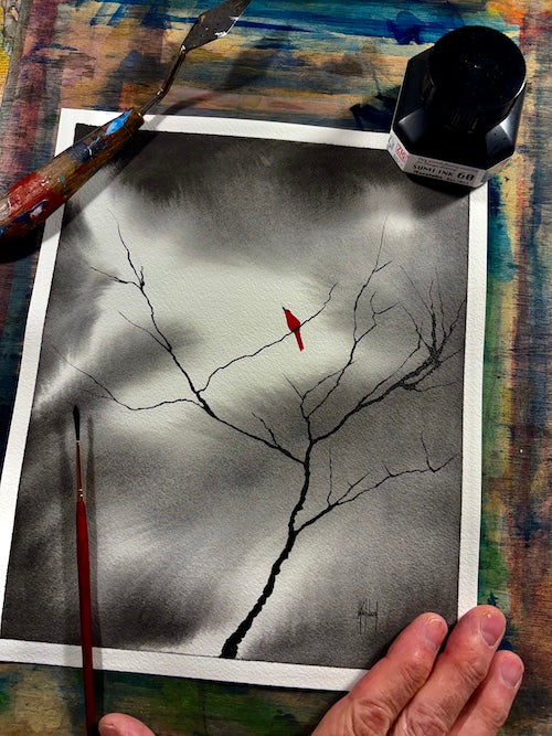 I Love When You Visit Original Sumi Ink and Watercolour on Paper-Painting-nakedpastor