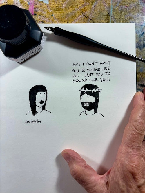 Sound Like You Original Cartoon Sumi Ink Drawing-Cartoons-nakedpastor