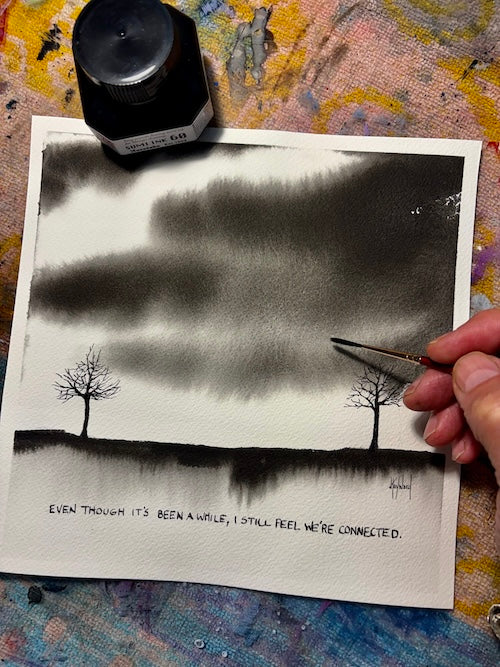 Still Connected Original Sumi Ink on Paper-Painting-nakedpastor