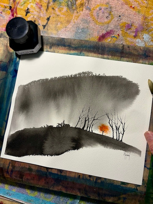 It's Not Safe to Talk Original Sumi Ink and Watercolour on Paper-Painting-nakedpastor